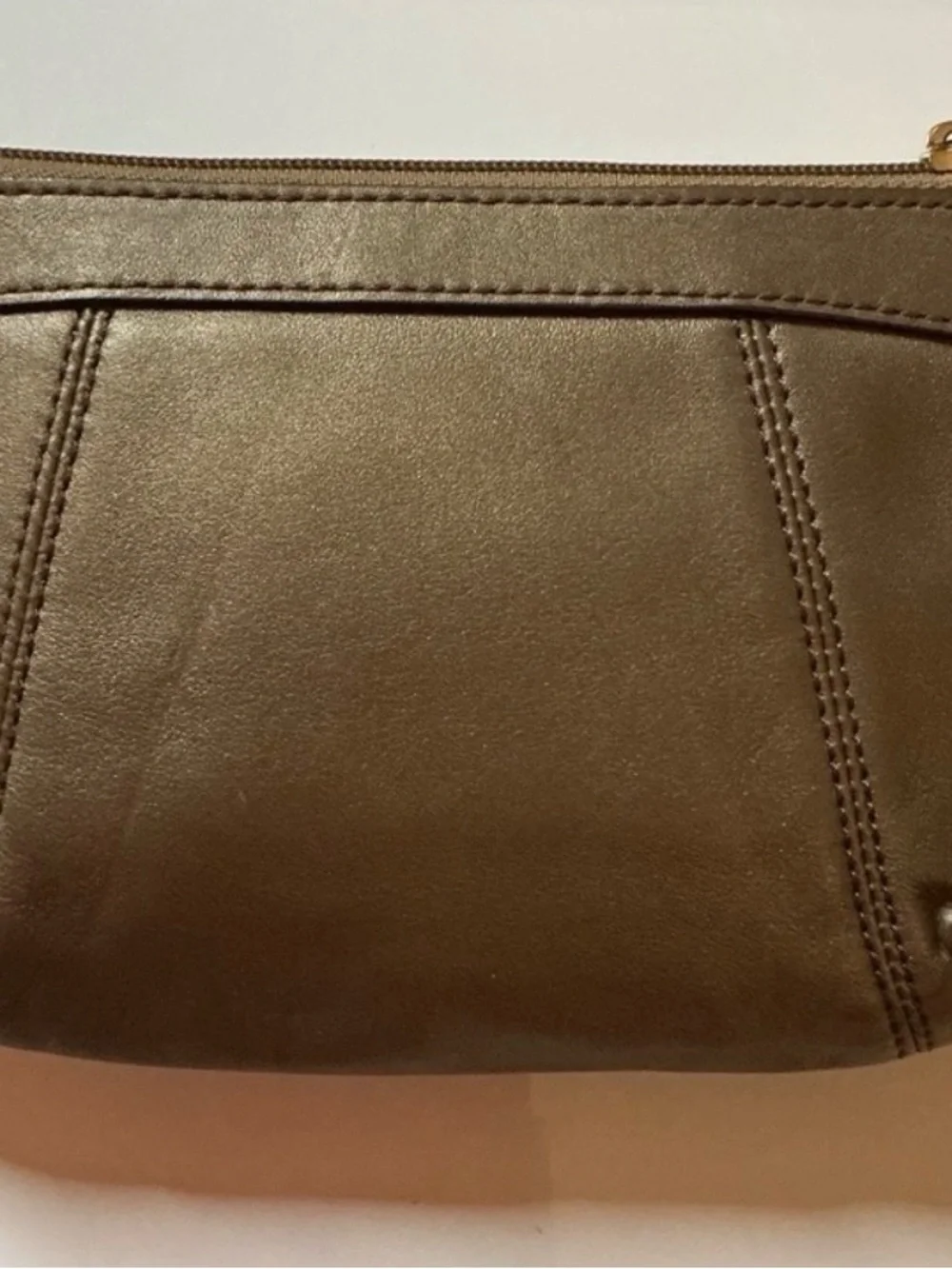 Coach Brown Leather Clutch with Gold-Tone Plaque - Picture 2 of 4